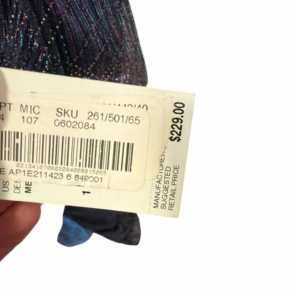 Adrianna Papell Blue Purple Iridescent Long Sleeve Gown Dress Size 6 - Picture 10 of 11